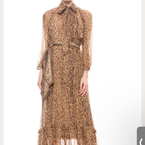 Zimmermann Leopard Print Neck Tie Dress with scarf for hair or waist - Picture 5 of 15